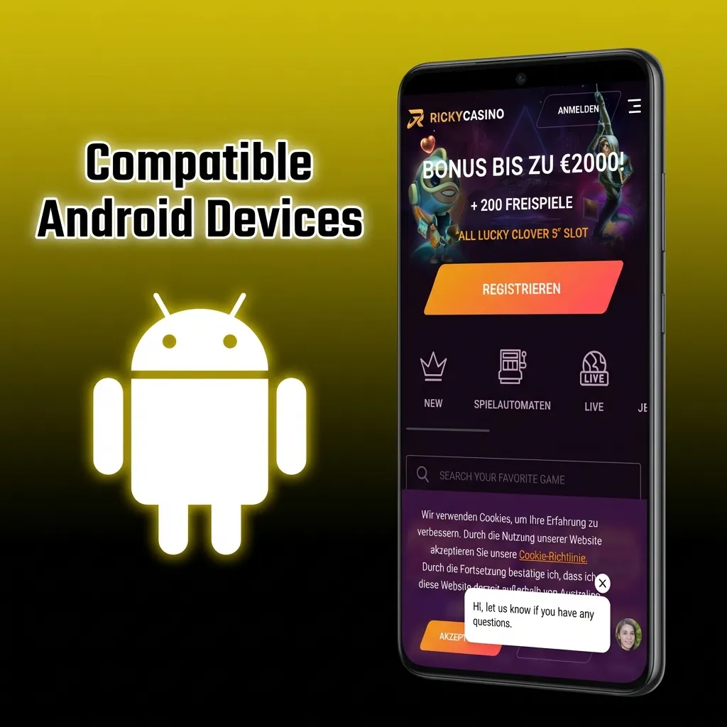 List of compatible Android devices including Samsung Galaxy, Google Pixel, Oppo, Xiaomi, OnePlus, and Motorola models