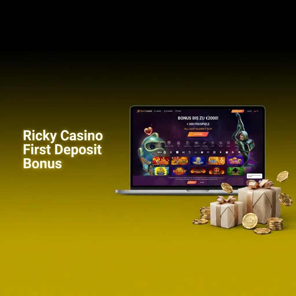 Ricky Casino welcome bonus offering AU$7,500 plus 550 free spins for new Australian players' first deposit