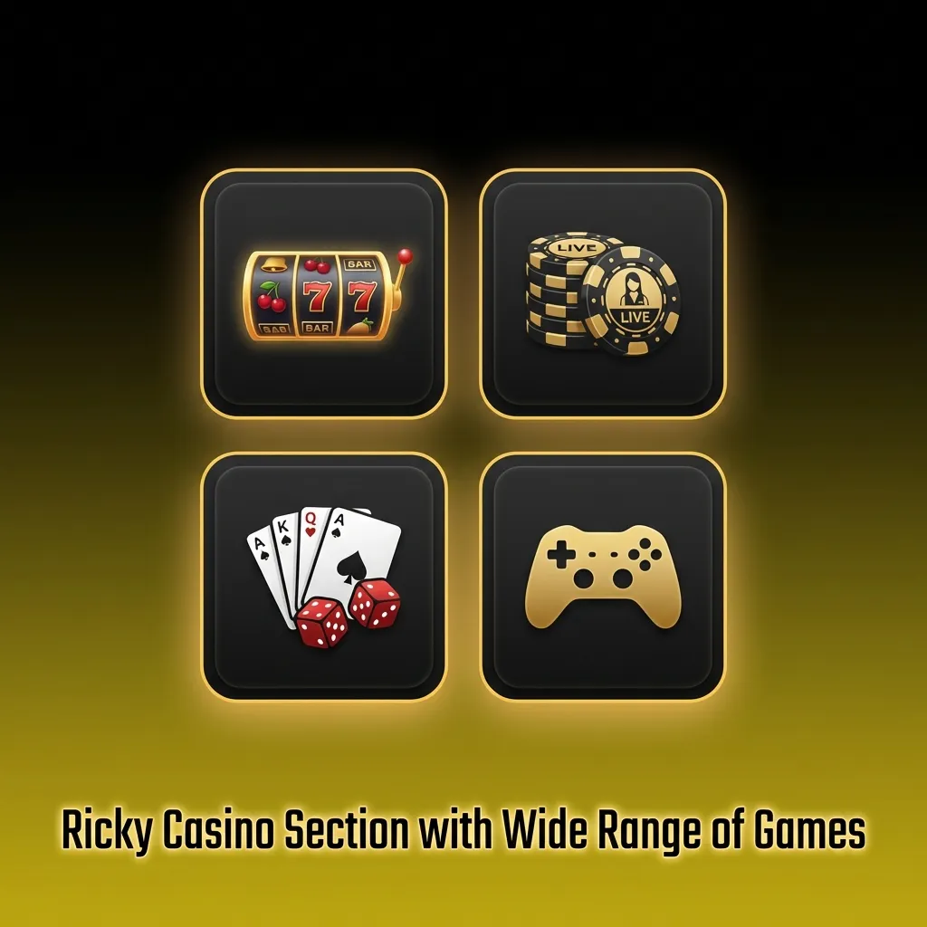Ricky Casino game library featuring 3,000+ titles including pokies, table games, live casino, and jackpots from top providers